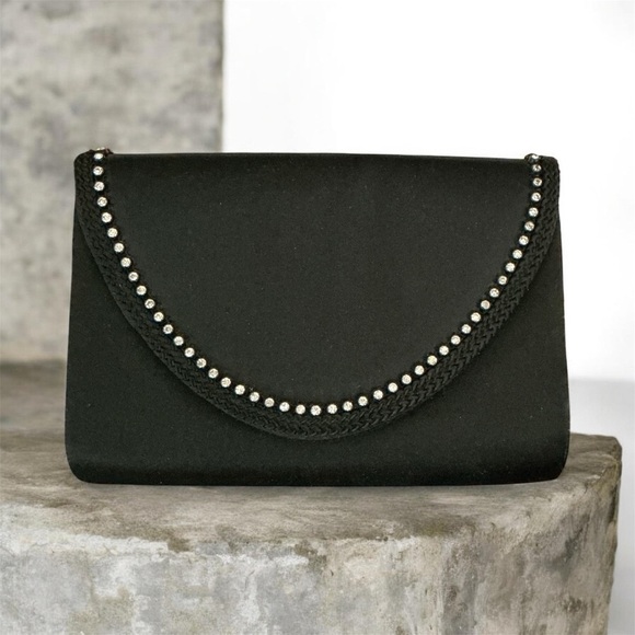 La Regale Handbags - Vintage La Regale Black Satin Evening Bag